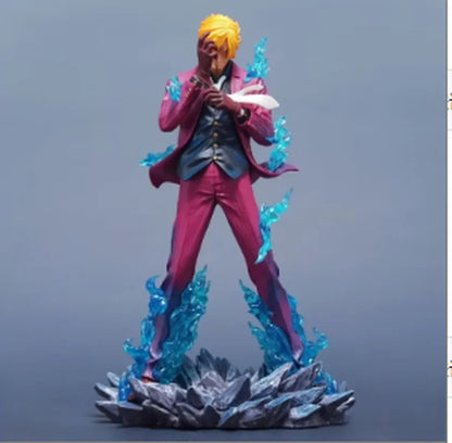 One Piece Sanji Anime Figure Gk Statue Hand Made Cartoon Surrounding Desktop Office Ornament Birthday Gift 25cm Anime Model
