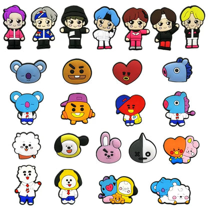7-240PCS Kawaii cartoon Shoes Charms DIY PVC Shoe Bag  Accessories For Bookworm Wristband Pendant Decoration Kids Xmas Gifts