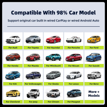 KEBIDUMEI Wired to Wireless Carplay Mini Car AI Box Adapter 5.0GHz WiFi Android Auto Bluetooth 5.2 Smart Dongle Car Accessories
