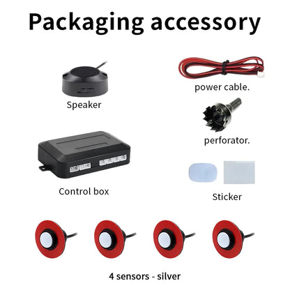 16.5mm 4 Parking Sensor Car Reverse Radar Sound Silent Mode Waterproof 12V Safe Parking Assist For Car Truck Van RV