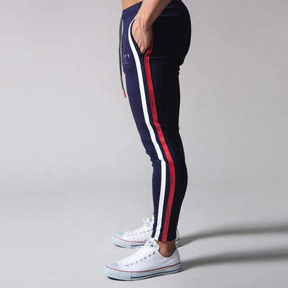 New Patchwork stripes Pants Men's Straight sports Clothing Solid color sweatpants Versatile Joggers Woven Casual Male Trousers