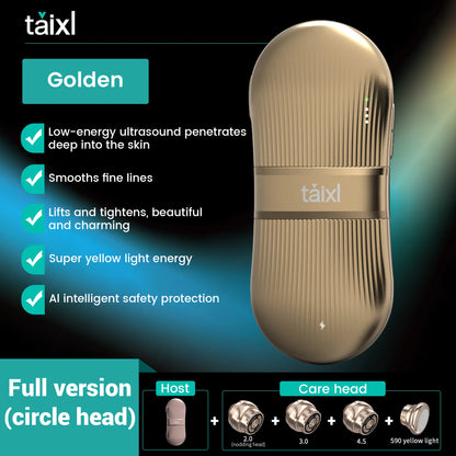 Portable Ultrasound Skin Care Tool with Yellow Light Energy Lift Tighten Restore Skin Luster AI Safety Protection