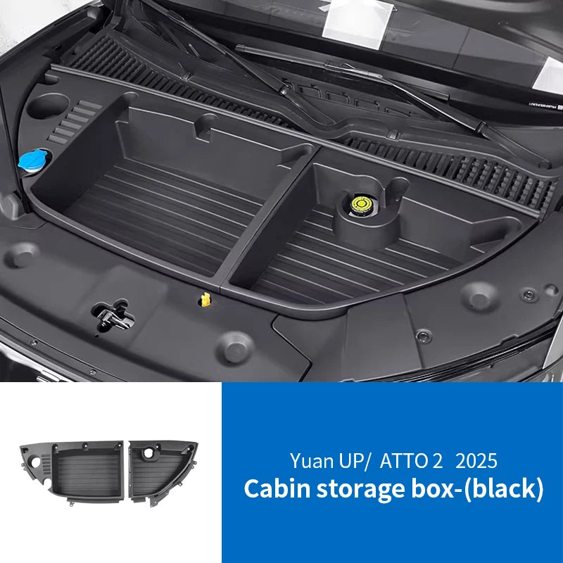 For Yuan UP Atto 2 2025 Car Front Trunk Hood Storage Box Organizer Case Large Capacity Tidy Accessories Scratch Wear-Resistant