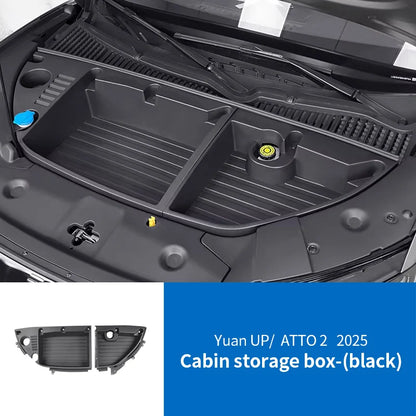 For Yuan UP Atto 2 2025 Car Front Trunk Hood Storage Box Organizer Case Large Capacity Tidy Accessories Scratch Wear-Resistant
