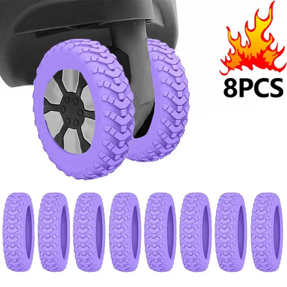 8Pcs Thicken Texture Silicone Wheels Protector Travel Luggage Caster Shoes Reduce Noise Wheels Guard Cover Luggage Accessories