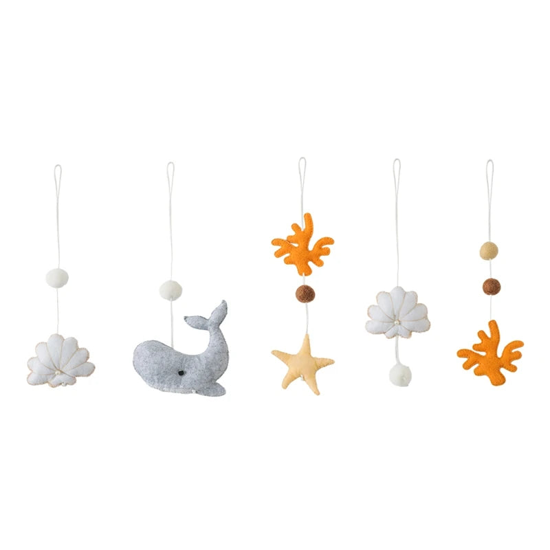 Baby Wooden Gym Pendant Toy Soft Felt Music Rattle Cotton Crochet Mobile Crib Teether Pendant For Infant Activity Gym Toys Gift