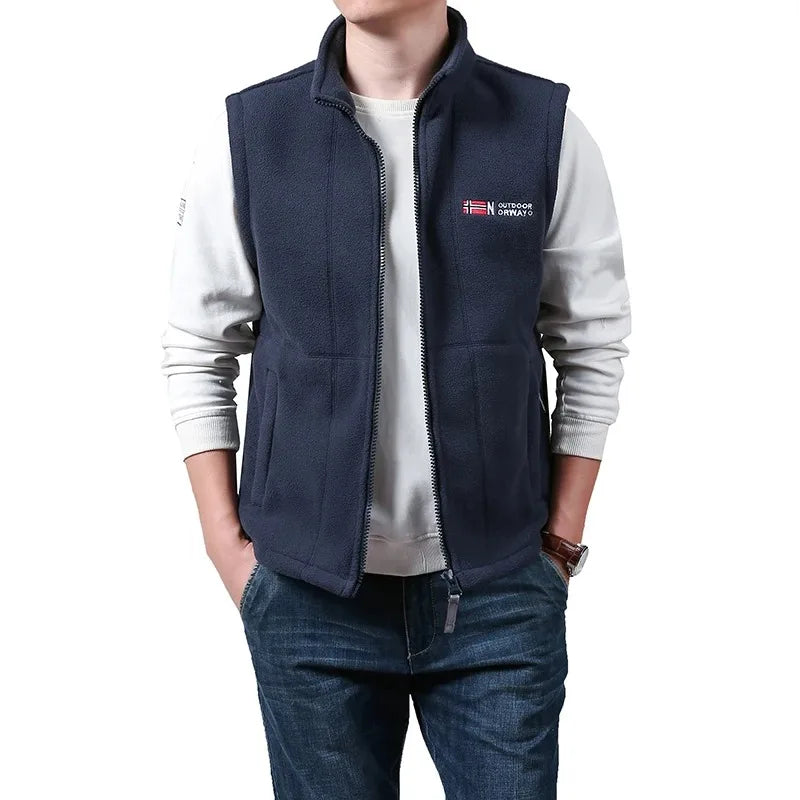 Outerwear Polar Fleece Vest Men Autumn Winter Solid Color Thicken Warm Vests Man Outdoor Casual Fashion Hiking Sportswear Male