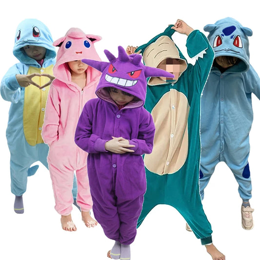 Pokemon Pijama Jigglypuff Pikachu Gengar Snorlax Onesie Kigurumi Cosplay Charmander Halloween Anime Pajamas