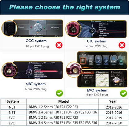 Wireless Carplay Android 14 For BMW F20 F30 F21 F22 F31 F32 F33 F34 F36 NBT EVO Multimedia Player Auto Radio Screen GPS