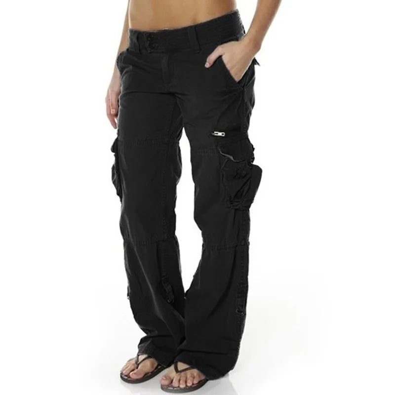 High Waist Straight Leg Cargo Pants Women Baggy Trousers Casual Comfortable Ladies Fashion Autumn Collection Natural Waist