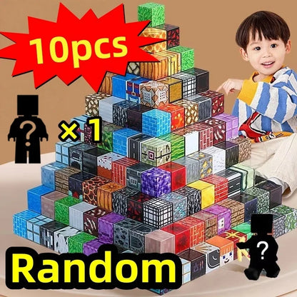 10-500 pcs Magnetic Building Blocks Mine World Magnetic Forest House STEM Sensory Toys Brick Cube Toys Set Creative Toy for Gift