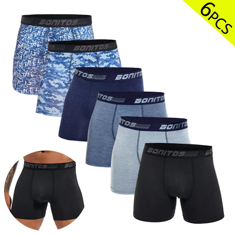 6Pcs/Pack Men's Boxer Briefs Plus Size Boxers Man Underwear Polyester Panties For Men Underpants Alphabet Elastic Webbing Shorts