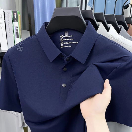 Hot-Selling Man Short-Sleeved Polo Shirt Letter Print Button Lapel Summer T-Shirt Sports Casual Outdoor Seamless Men's Clothing
