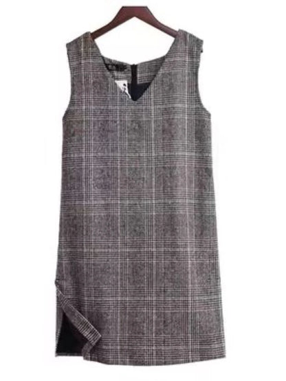 Mid-Length Woolen Ba Zipper Svel Dr Large Size Women's Faion V-Ne Slimming Midi Dr Autumn Casual Sle