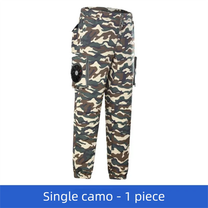 Men's USB Fan Cooling Pants Summer Air Conditioning Pants Outdoor Heat Protection Wear-resistant Labor Protection Cargo Pants