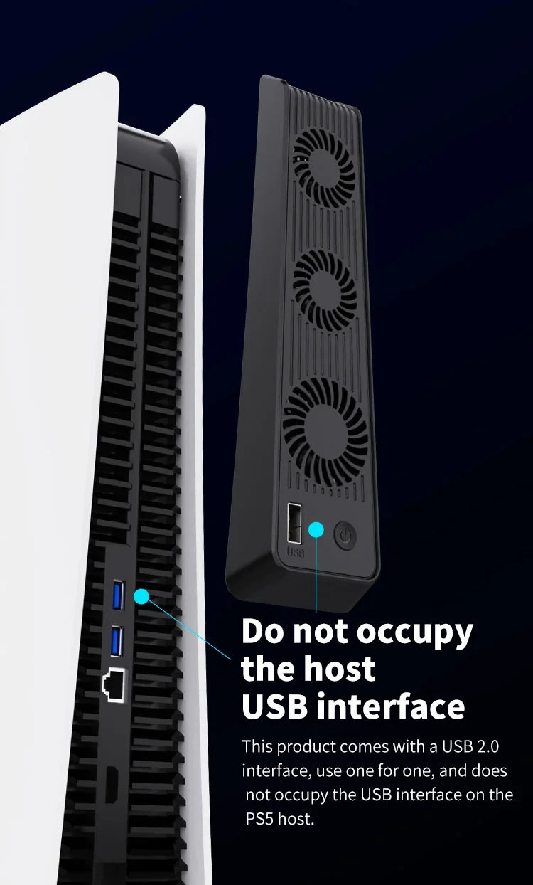 For PS5 Gaming Console Universal Cooling Fan PS5 Console Cooling Fan With LED Lights, Silent Noise Reduction Fan