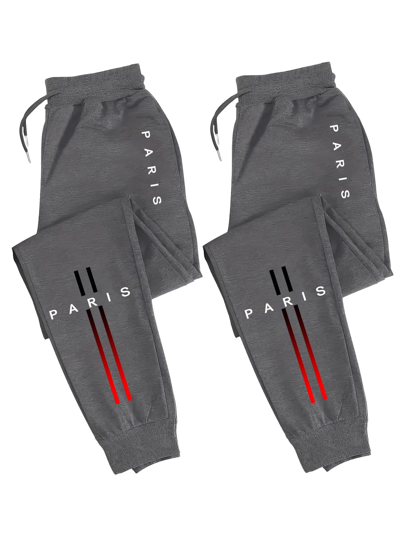 2-Pack Men's Polyester Joggers, Drawstring Waist, Wrinkle-Resistant, Breathable, Slim-Fit, Cuffed Hem, Drop-Dead Drape,