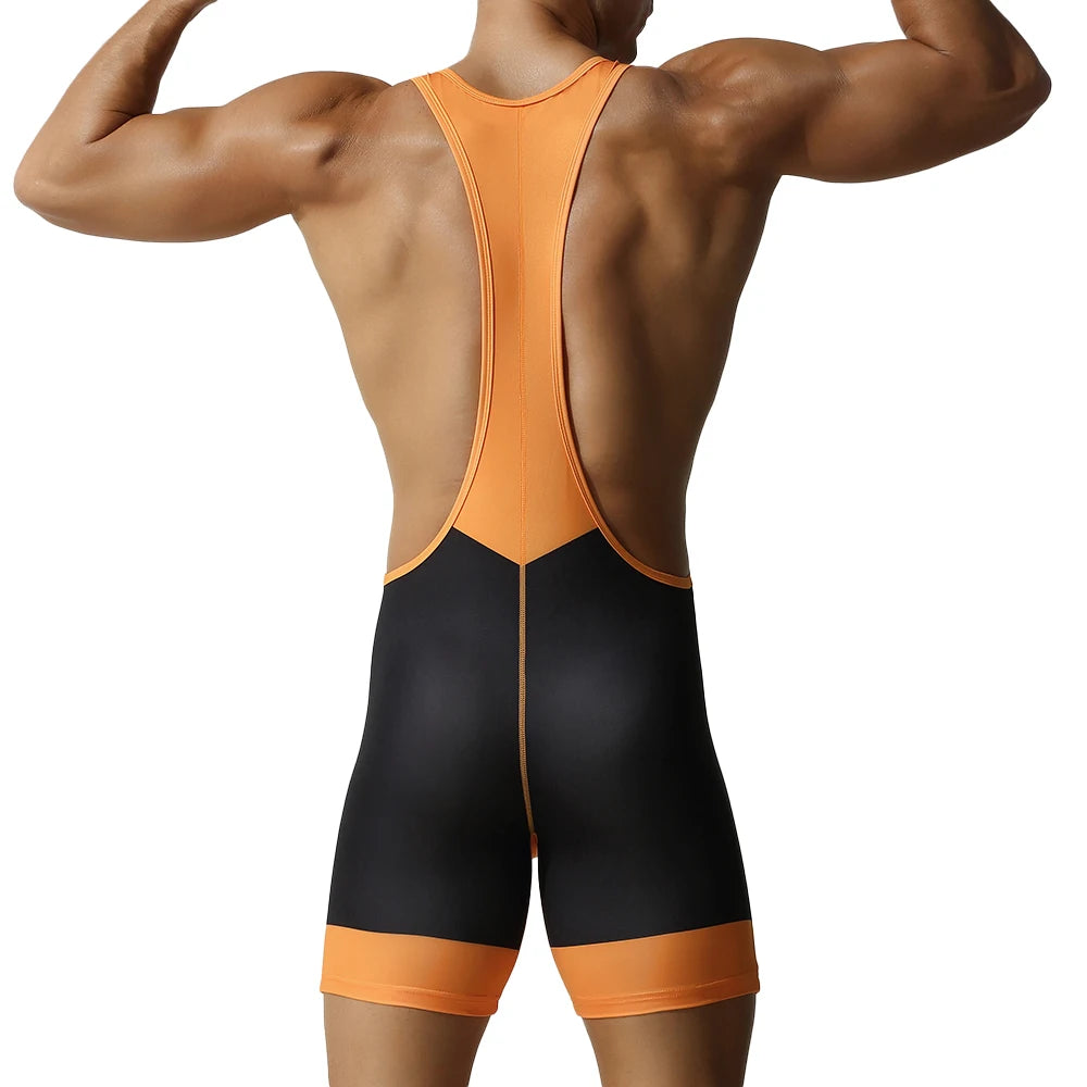 Men's one-piece shapewear, one-piece vest, high elasticity, tight fitting sports and fitness one-piece swimsuit