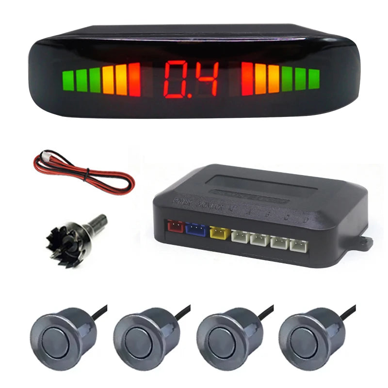 Car Parking Sensors Parking Kit LED Display 22mm 4 Sensors Backlight Reverse Backup Radar Monitoring System 6 Colors 12V