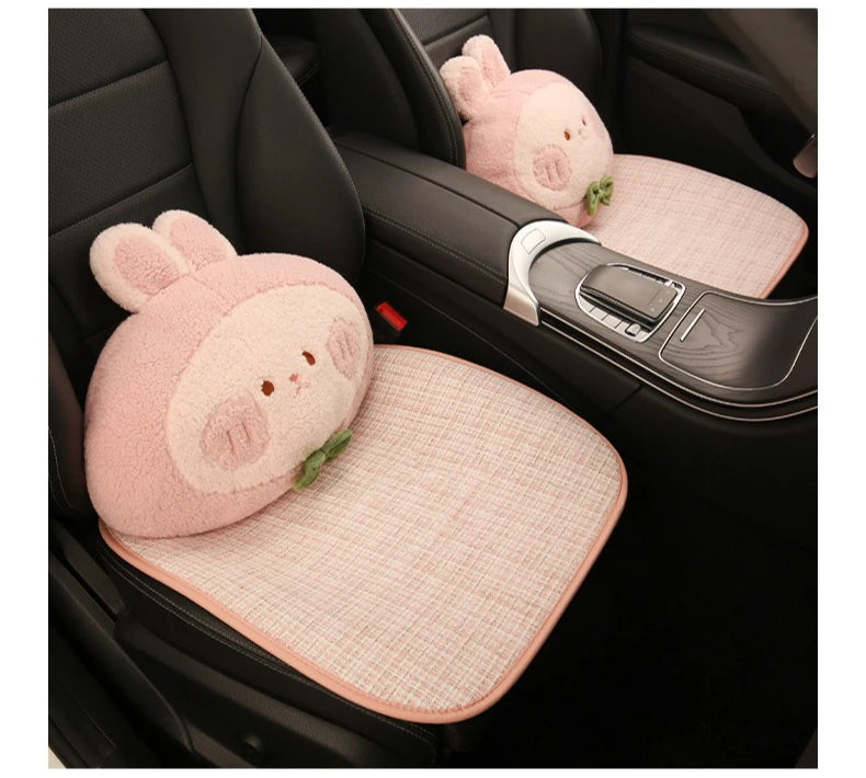 Bear Plush Seat Cushion Cover Universal Skin-Friendly Cute Soft Car Pillow Case Autumn Winter Decorative Seat Accessories