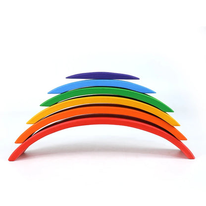 Wooden Rainbow Block Colorful Stacking Building Block Children Open-shaped creative building blocks Montessori Educational Toy