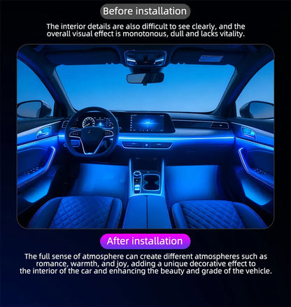 6/10/14/18in1 Led Acrylic Car Waterfall Lamp Ambient Light 213 Rainbow Color Symphony APP Remote Controll Atmosphere Lamp Kit