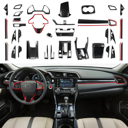 For Honda Civic 10th Gen (2016 -2021) Interior Accessories, Car Center Console Gear Shift Panel , Carbon Fiber ABS Trim Sticker