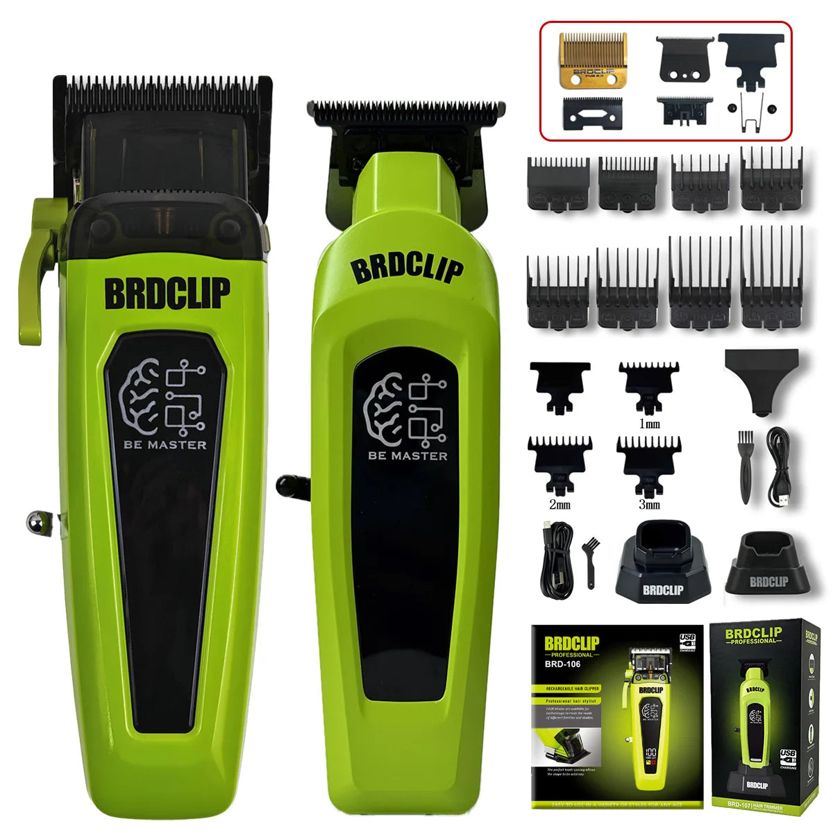 BRDCLIP Professional Barber Hair Cutting Machine Kit Base Charger 7500RPM Hair Clipper DLC Blade Salon Hair Trimmer for Men