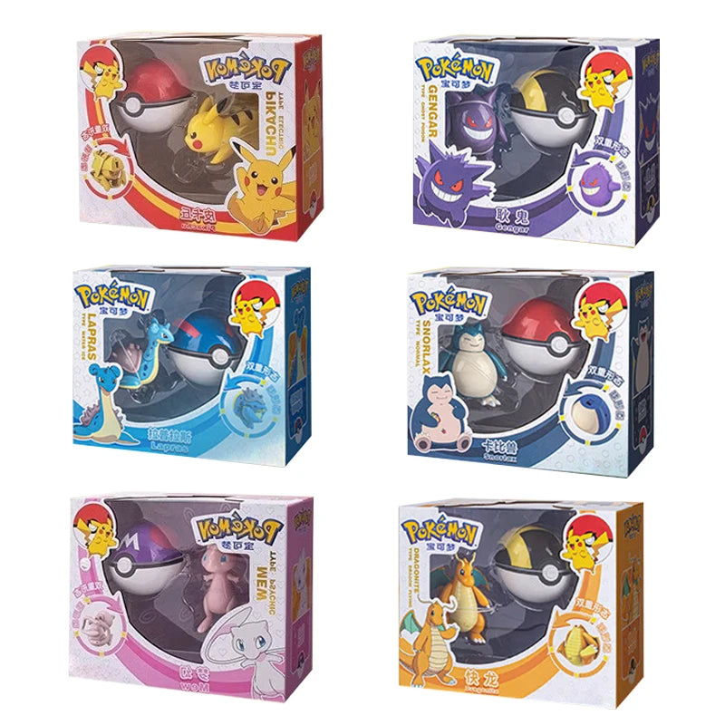 Pokemon Pokeball Figure Pikachu Dragonite Lapras Psyduck Mewtwo Gyarados Solgaleo Lunala Eevee Poke Ball Toy Kids Birthday Gift