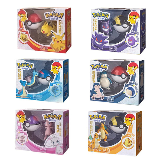 Pokemon Pokeball Figure Pikachu Dragonite Lapras Psyduck Mewtwo Gyarados Solgaleo Lunala Eevee Poke Ball Toy Kids Birthday Gift