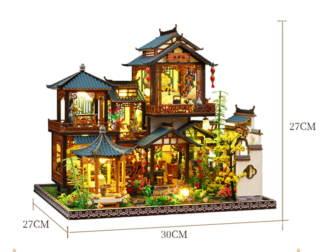 DIY Big Doll House Wooden Miniature Furniture Dollhouse Handmade Case Model Assembly Toys for Children Girls Birthday Gifts 2014