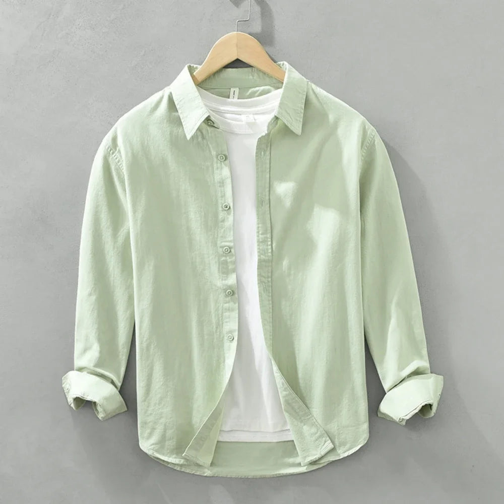 Mens long sleeve regular shirt Multi-color cotton plain shirt for Young men work tops Autumn men's clothing loose casual shirts