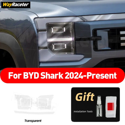 Car Headlight Protective Film Transparent Smoked Black TPU Sticker For BYD Shark 6 2025 2026 Off Road 4X4 Exterior Accessories