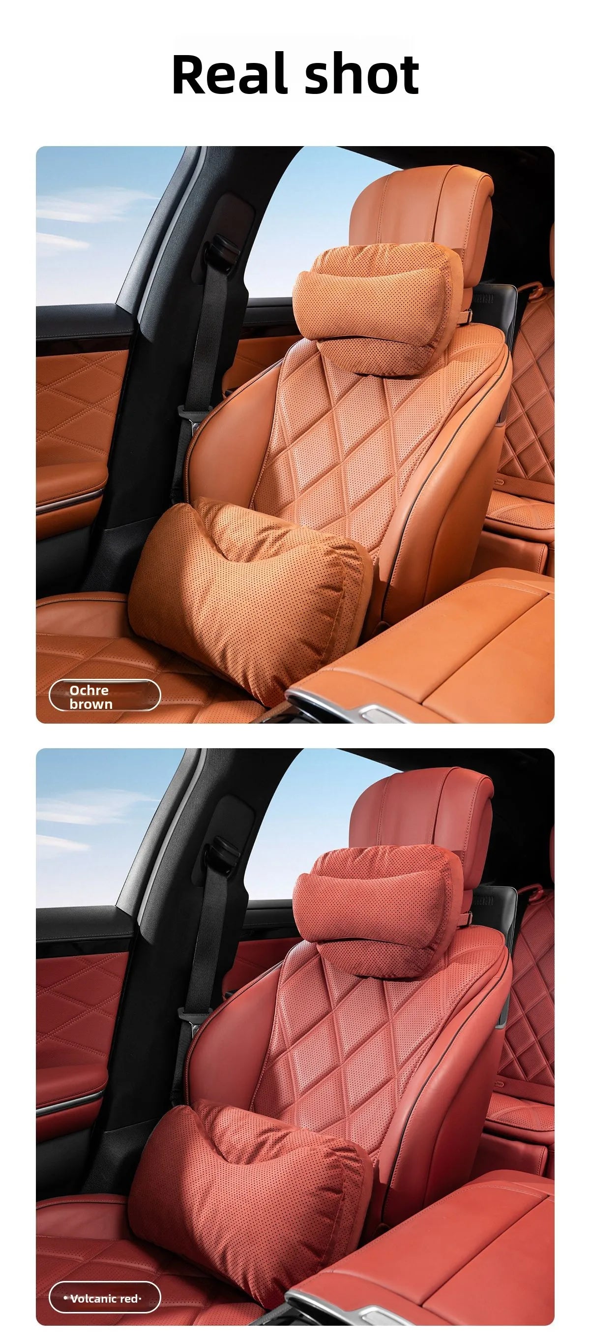 High Quality Universal SUV Car Headrest Cushion Car Seat Neck Pillow High-grade Leather Breathable Lumbar Support Car Pillow