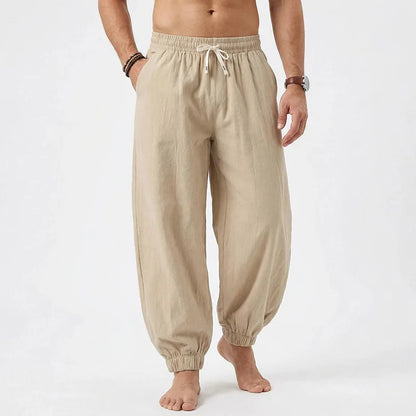 Men Summer Linen Jogger Pants Plus Size, Loose Beach Casual Trousers For TK EU US