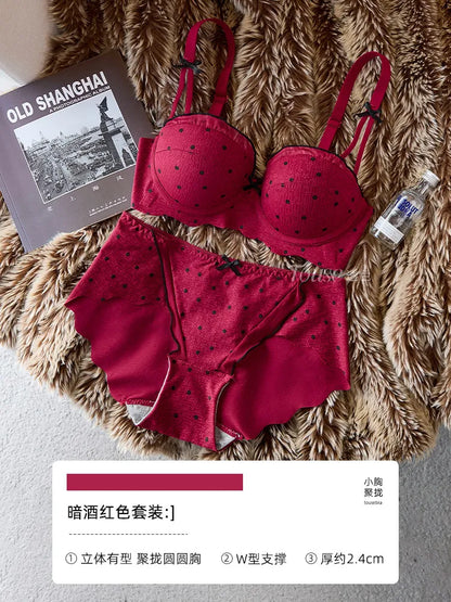 YUQI Elegant Lace Bra Set 2026 - Push Up Half Cup for Small Chest, Support & Anti Sagging, Sexy Back Design | Lingerie S-XL Suit