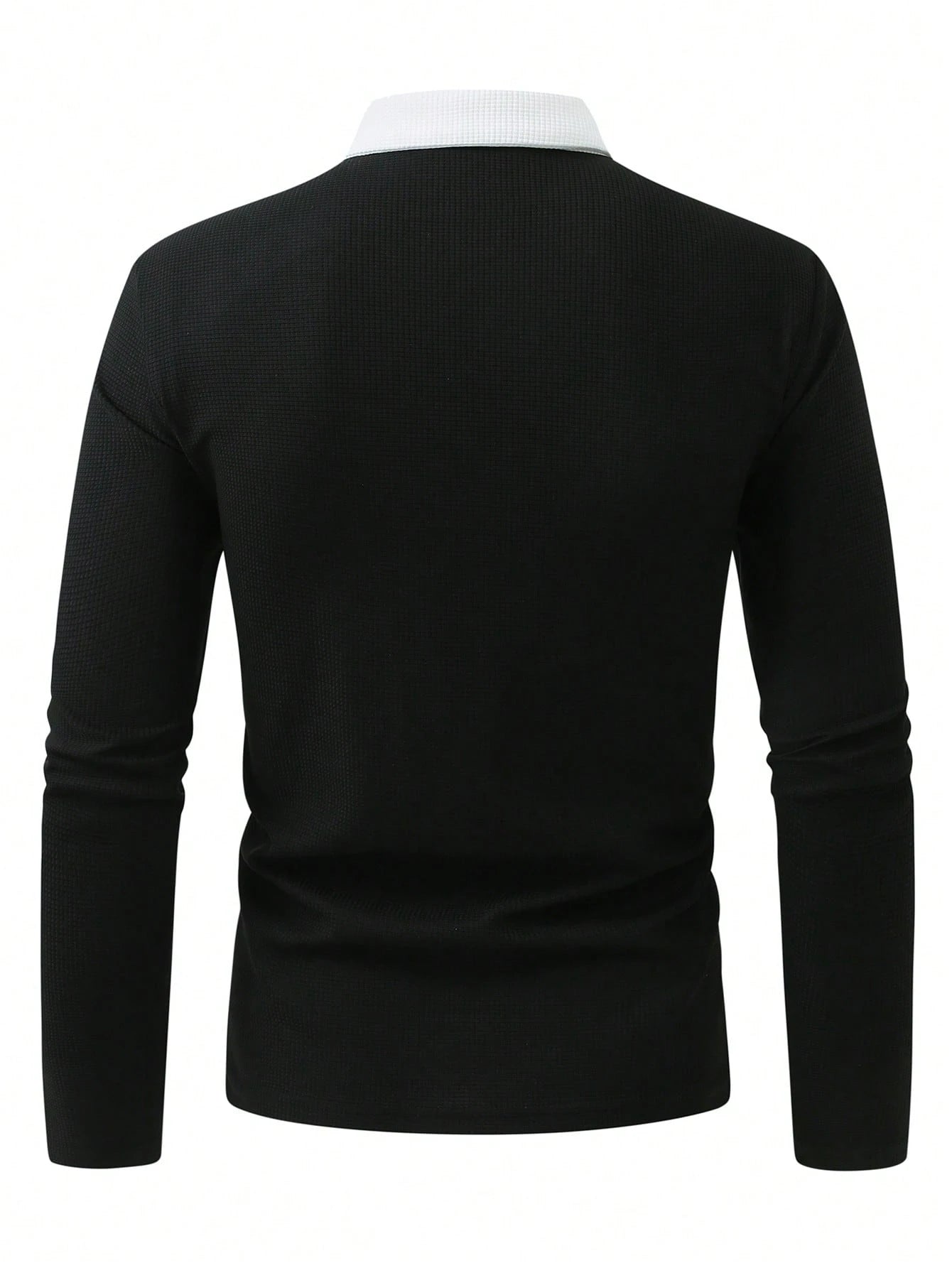 Men's light business vacation two-piece contrasting collared sweatshirt with spring and autumn waffle design casual long sleeved