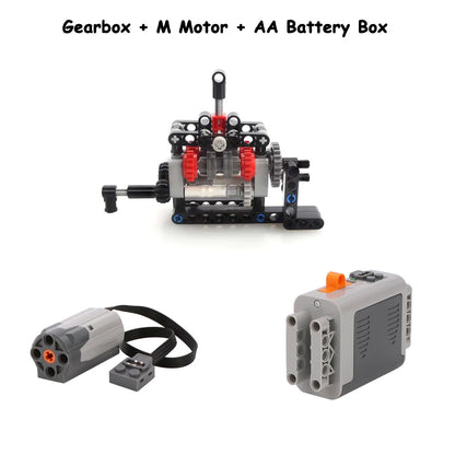 MOC High-tech 4 Speed Gearbox Model DIY Transmission Kit M Motor 8883 Power Functions Building Blocks Assemble Bricks Puzzle Toy