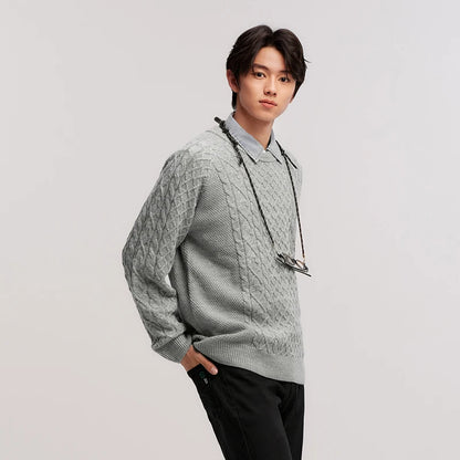 Semir Knitted Sweater Men 2024 New Winter Inner Wear Solid Color Cable Knit Sweater Couple