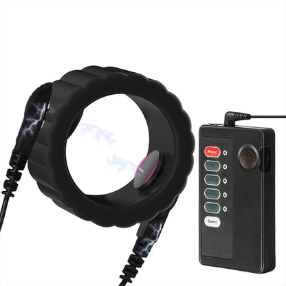 Electro Shock Silicone Penis Ring Bdsm Electric Stimulate Scrotal restraint Massage Cock Cage Masturbation Sex Toys For Men Gay