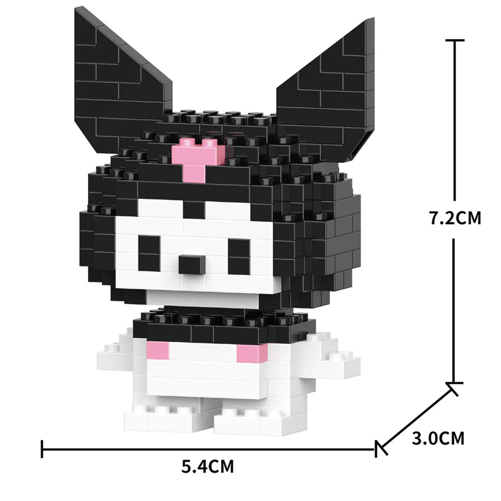 Cartoon Anime Hello Kitty Panda Refrigerator Magnet Blocks Kuromi My Melody Cinnamoroll Building Blocks Toy Kids Birthday Gift