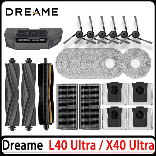 Dreame L40 Ultra / X40 Ultra Complete Vacuum Cleaner Accessories Main Side Brush HEPA Filter Mop Cloths Dust Bag