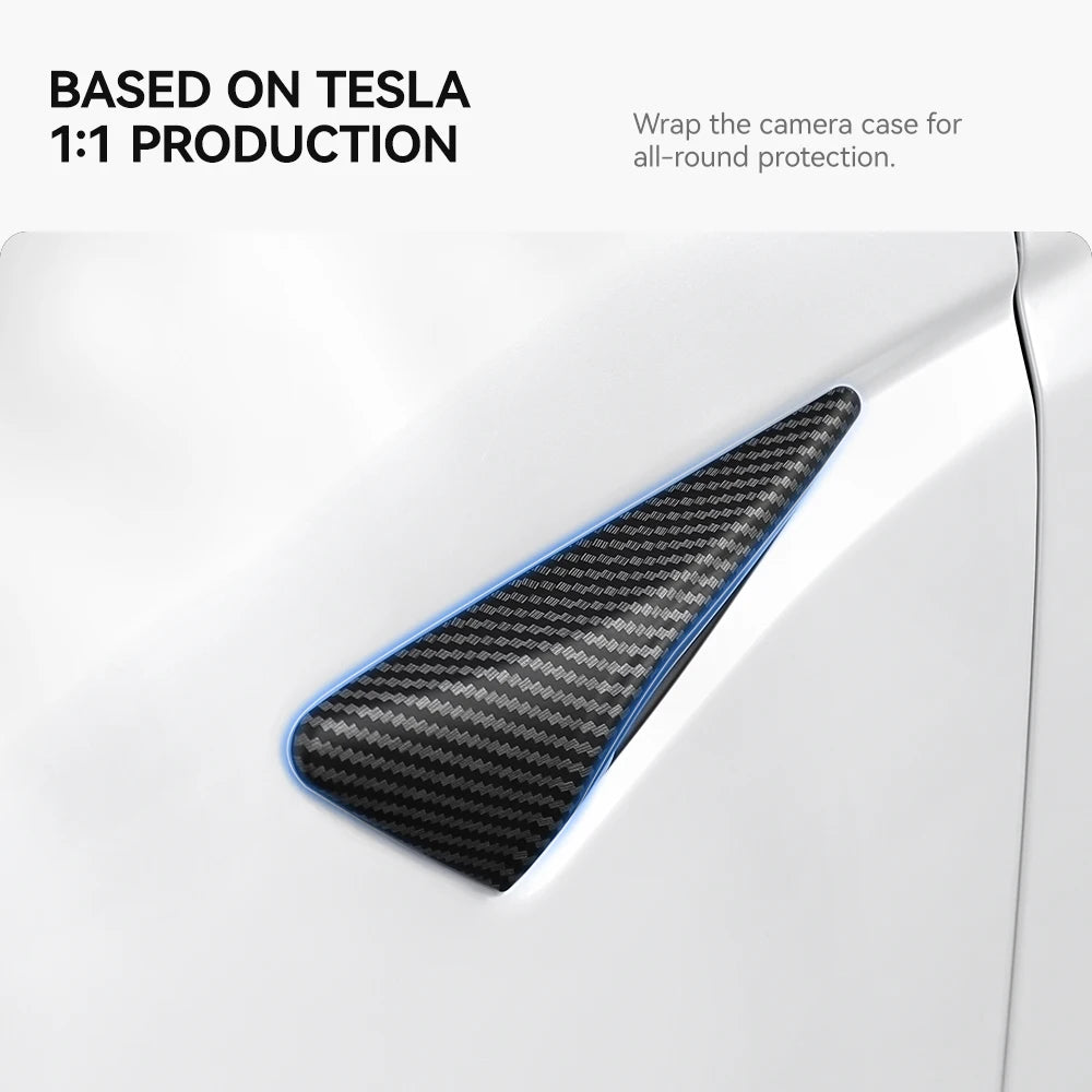 YZ Turn Signal Camera Trim Cover forTesla Model3Y 202-2026 Accessories Side Leaf Board Protector ABS Matte Carbon Fiber Pattern