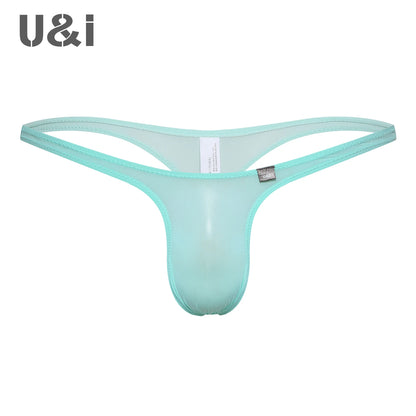 U＆I Men's Sexy Thong Underwear Ultra-Thin Micro-Transparent One-Piece Upward No Pouch Innerwear