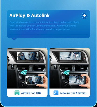 CN Road Top 8.9 12.3'' Touch Screen Multimedia Player Andriod Auto Link For Audi A4 S4 B8 2009-2015 GPS Carplay Display Car Play