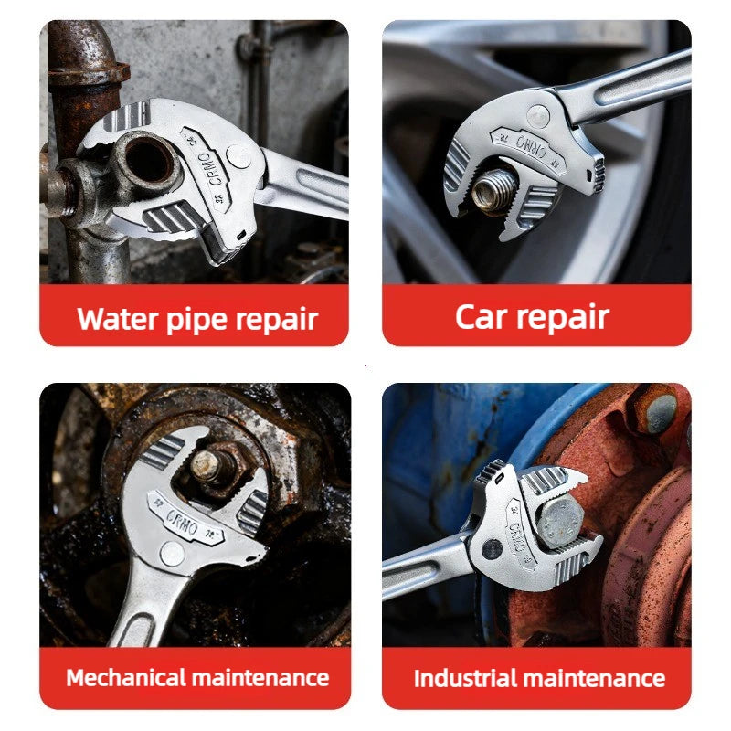 Heavy Duty Industrial Self Adjusting Ratchet Crab Claw Pipe Wrench Wide Jaw for Automotive Plumbing Manufacturing Repair Tool
