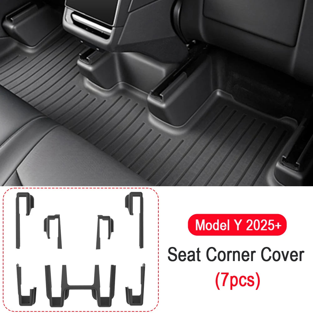 USVOTOV Underseat Protector Seat Slide Rail Pad Cover for Tesla Model Y Juniper 2025 2026 Travel Accessories Anti-Kick Case Trim