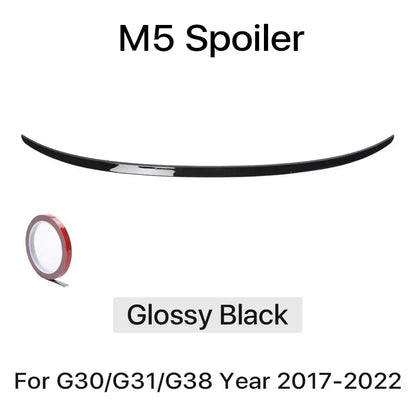 Rear Bumper Trunk Boot Spoiler Lip For BMW 5 Series G30 Gloss Black M5 Roof Wing PSM M4 CS Style 2017-2023 Carbon Fiber Look