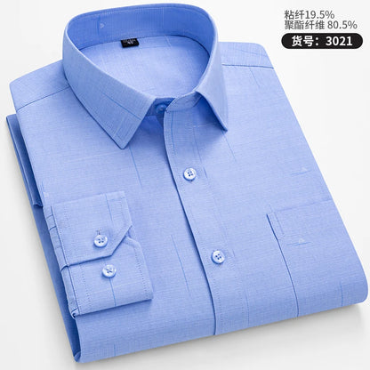 High Quality Men's Shirts Spring Autumn Long Sleeve Wrinkle Resistant Non Ironing Stripe Man Clothing  Big Size 5XL 6XL 7XL