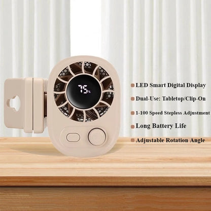 Hipacool Portable Car Clip Fan 360° Rotatable 100 Speed Wind 12V USB Rechargeable Electric Fan Low Noise Mini Fan Clamp Anywhere